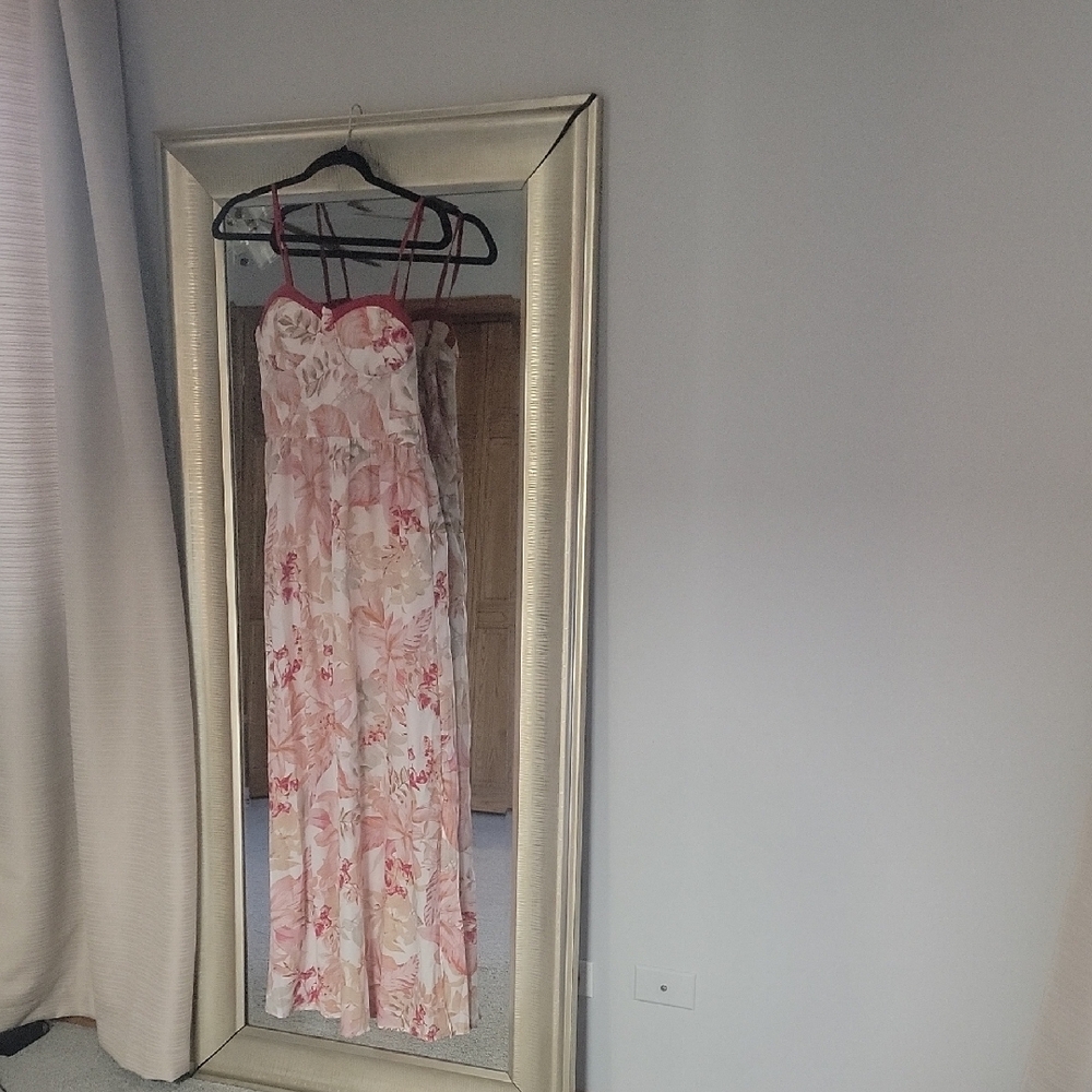 Floral Pink and Cream Maxi Dress